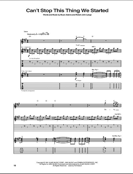 Can't Stop This Thing We Started - Guitar TAB, New, Main