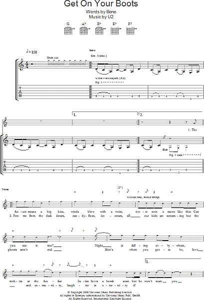 Get On Your Boots - Guitar TAB, New, Main