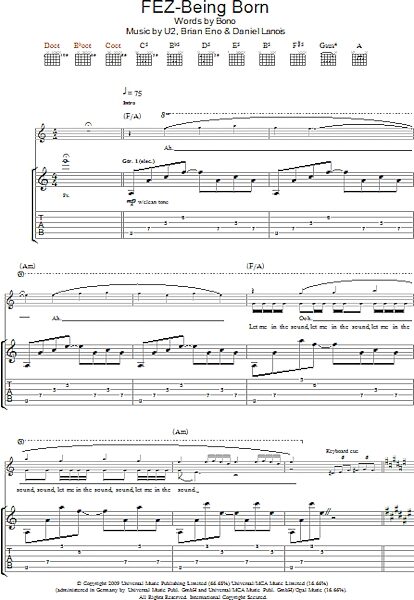 Fez-Being Born - Guitar TAB, New, Main