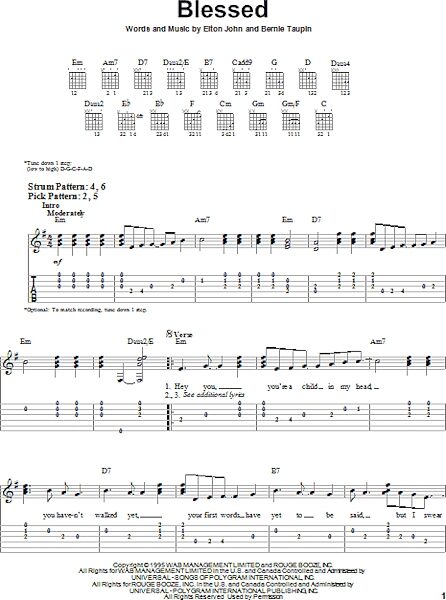 Blessed - Easy Guitar with TAB, New, Main