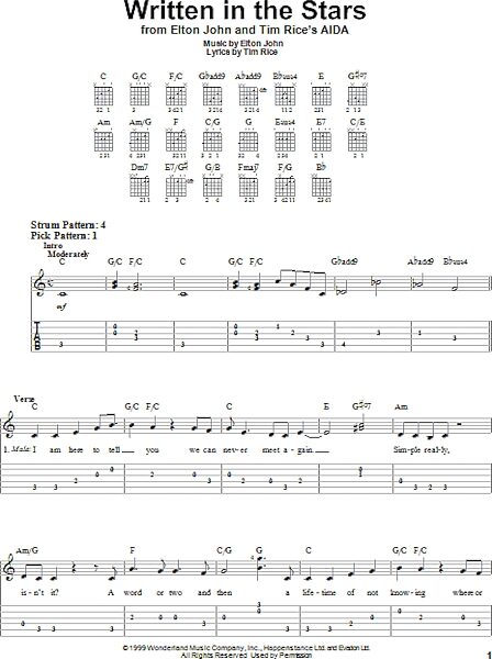 Written In The Stars - Easy Guitar with TAB, New, Main