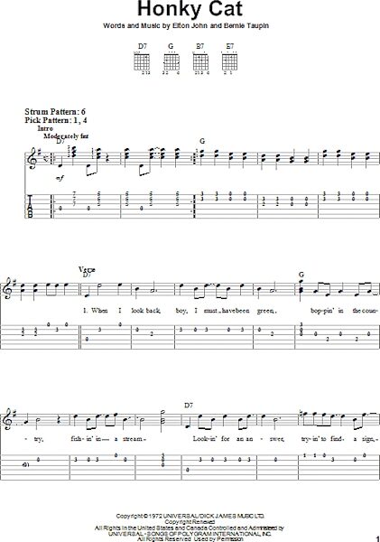Honky Cat - Easy Guitar with TAB, New, Main