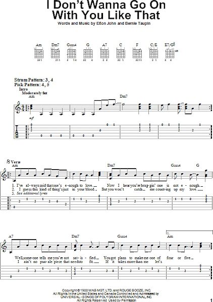 I Don't Wanna Go On With You Like That - Easy Guitar with TAB, New, Main