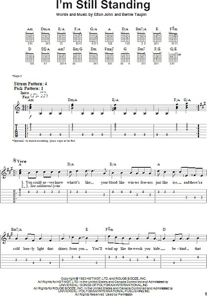 I'm Still Standing - Easy Guitar with TAB, New, Main