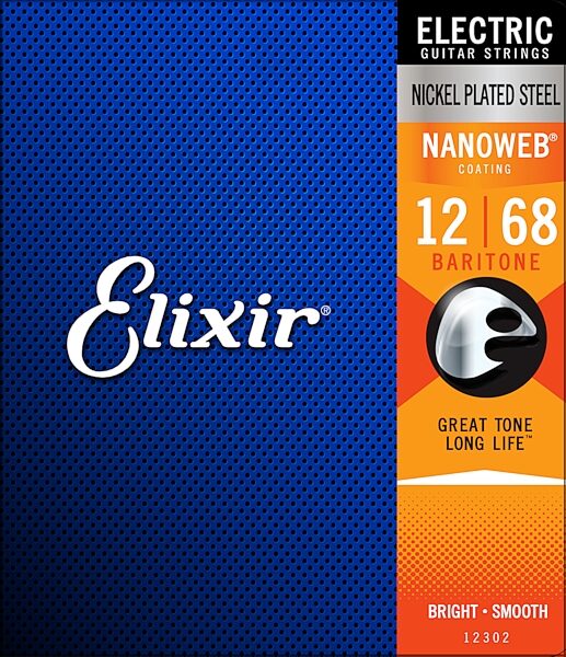 Elixir Nanoweb Electric Baritone Guitar Strings, 12-68, Action Position Back