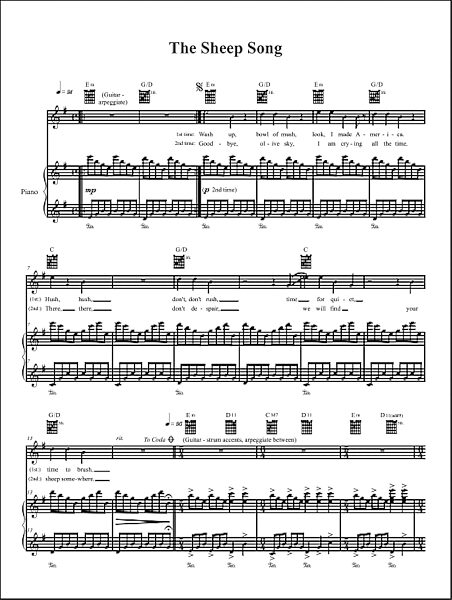 The Sheep Song - Piano/Vocal/Guitar, New, Main