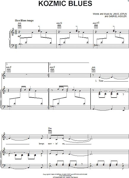 Kozmic Blues - Piano/Vocal/Guitar, New, Main