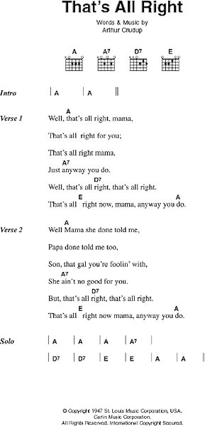 That's All Right - Guitar Chords/Lyrics, New, Main