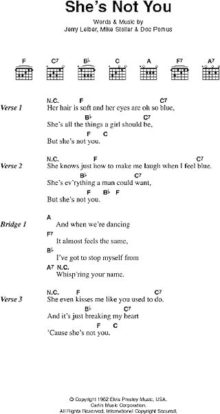 She's Not You - Guitar Chords/Lyrics, New, Main