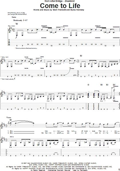 Come To Life - Guitar TAB, New, Main