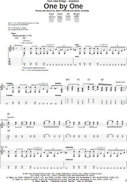 One By One - Guitar TAB, New, Main
