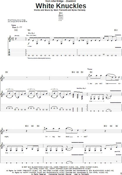 White Knuckles - Guitar TAB, New, Main
