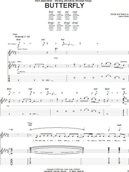 Butterfly - Guitar TAB, New, Main