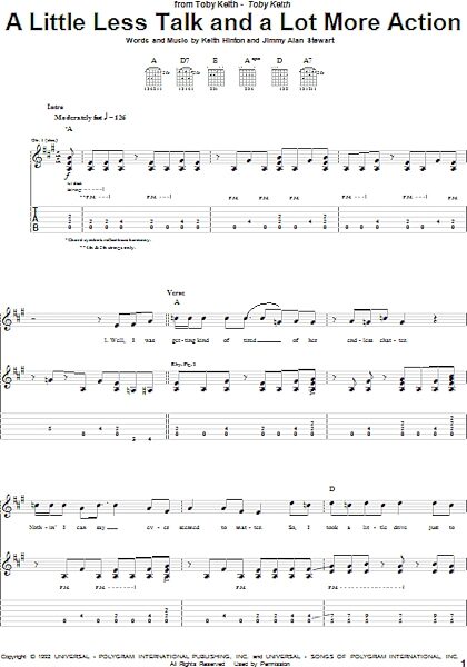 A Little Less Talk And A Lot More Action - Guitar TAB, New, Main