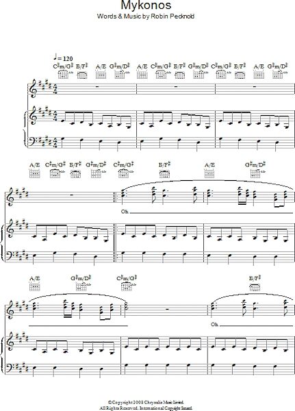 Mykonos - Piano/Vocal/Guitar, New, Main