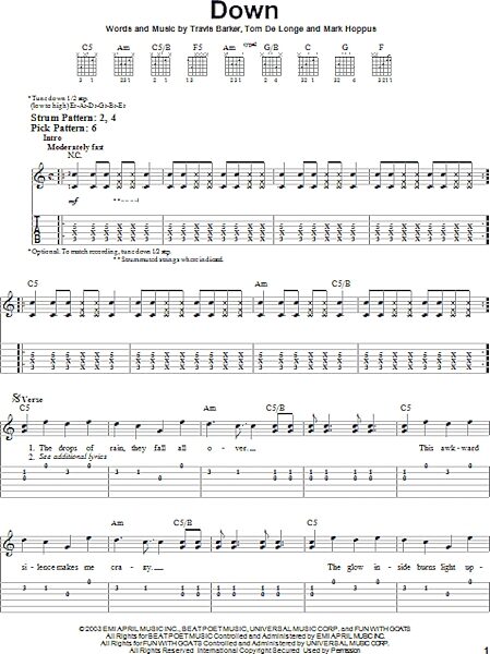 Down - Easy Guitar with TAB, New, Main