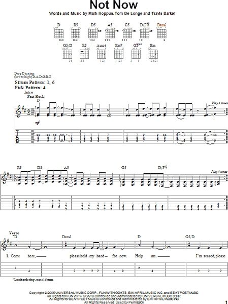 Not Now - Easy Guitar with TAB, New, Main