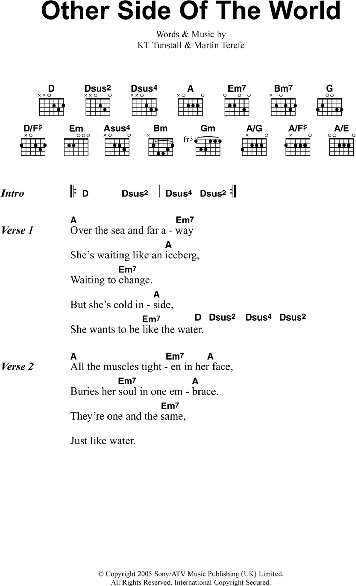 Other Side Of The World - Guitar Chords/Lyrics, New, Main