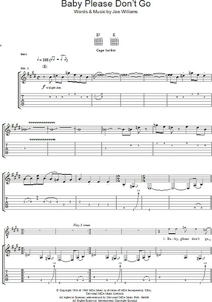Baby, Please Don't Go - Guitar TAB, New, Main