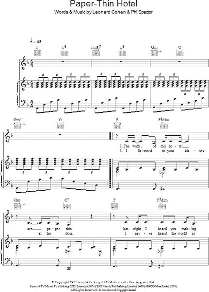 Paper-Thin Hotel - Piano/Vocal/Guitar, New, Main
