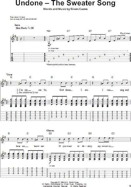 Undone - The Sweater Song - Guitar Tab Play-Along, New, Main