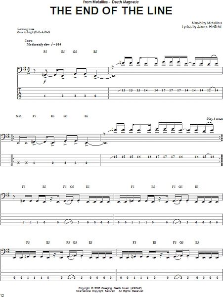 The End Of The Line - Bass Tab, New, Main