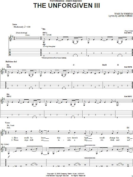 The Unforgiven III - Easy Guitar with TAB, New, Main
