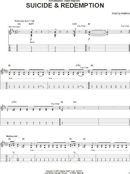 Suicide & Redemption - Easy Guitar with TAB, New, Main