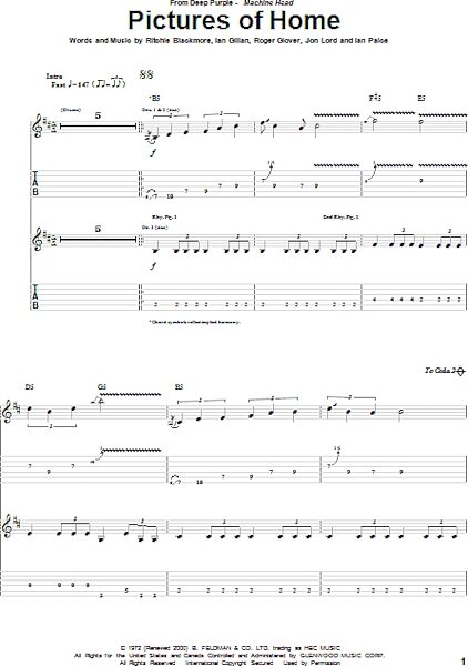 Pictures Of Home - Guitar TAB, New, Main