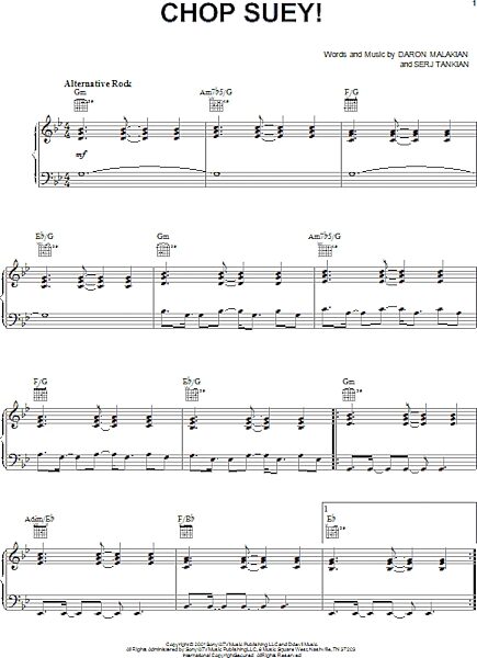 Chop Suey! - Piano/Vocal/Guitar, New, Main