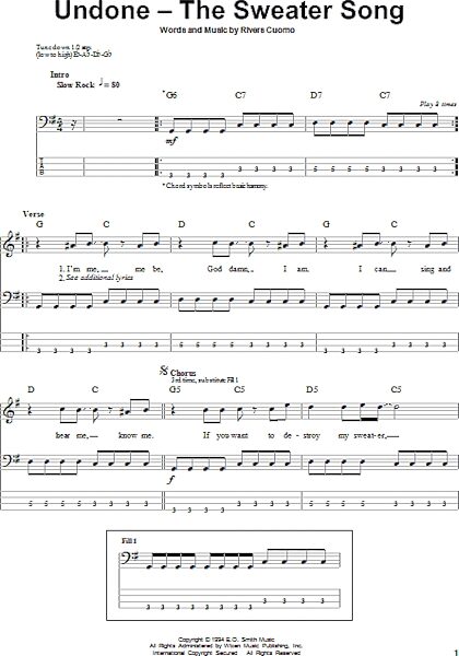 Undone - The Sweater Song - Bass Tab, New, Main