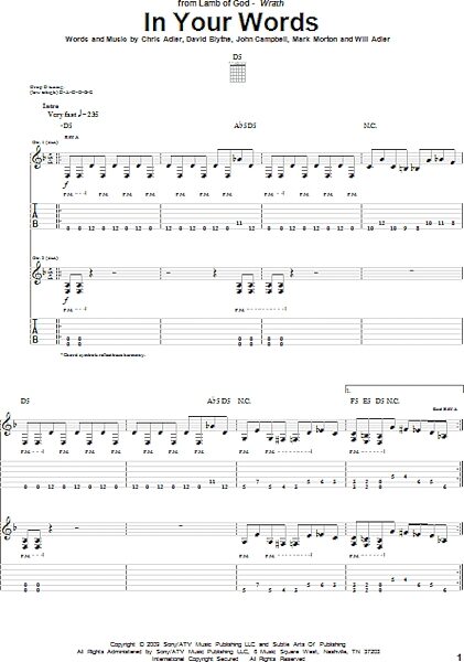 In Your Words - Guitar TAB, New, Main