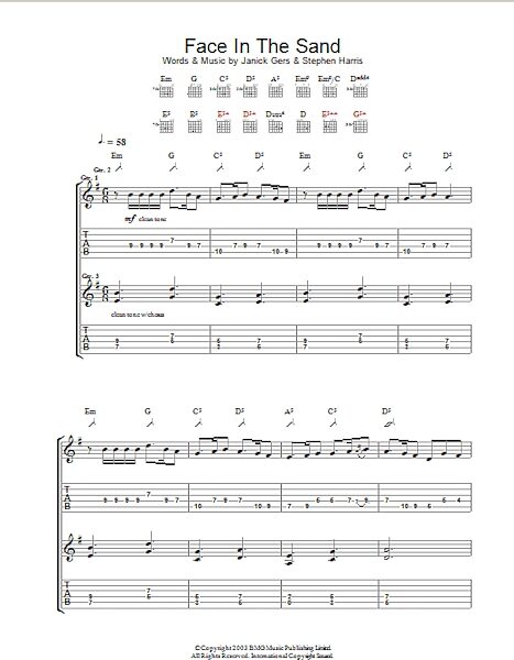Face In The Sand - Guitar TAB, New, Main