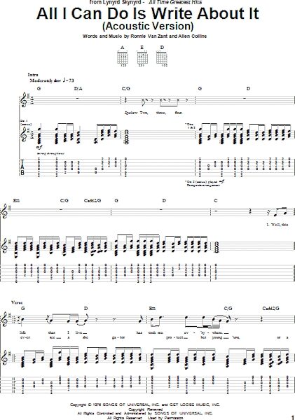 All I Can Do Is Write About It - Guitar TAB, New, Main