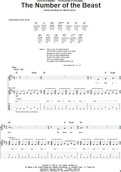 The Number Of The Beast - Guitar TAB, New, Main