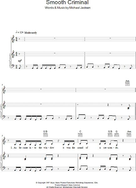 Smooth Criminal - Piano/Vocal/Guitar, New, Main