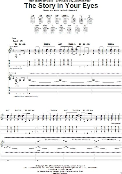 The Story In Your Eyes - Guitar TAB, New, Main