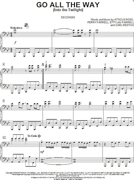 Go All The Way (Into The Twilight) - Piano Duet, New, Main