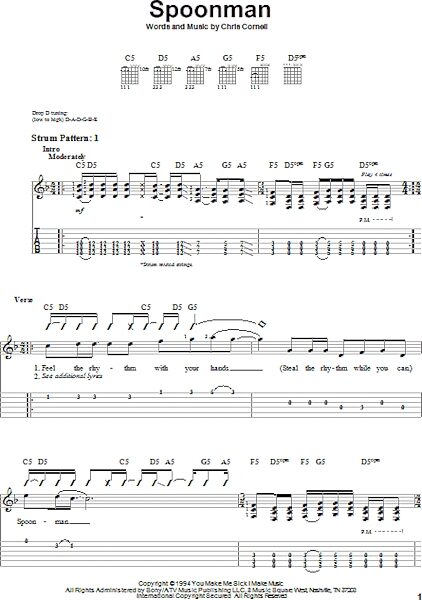 Spoonman - Easy Guitar with TAB, New, Main