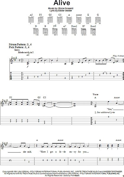 Alive - Easy Guitar with TAB, New, Main