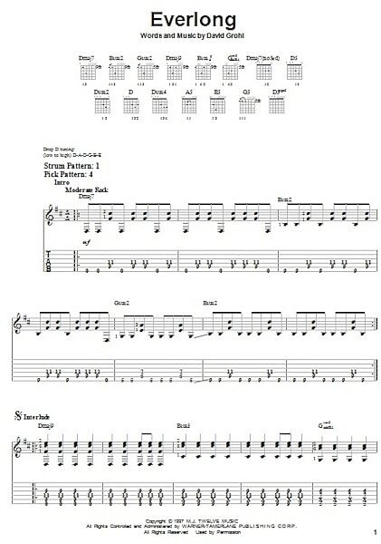 Everlong - Easy Guitar with TAB, New, Main