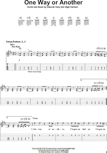 One Way Or Another - Easy Guitar with TAB, New, Main