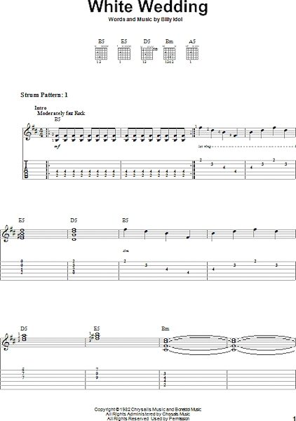 White Wedding - Easy Guitar with TAB, New, Main