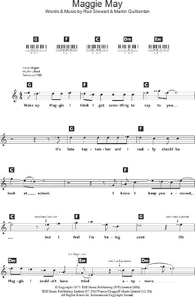 Maggie May - Piano Chords/Lyrics, New, Main