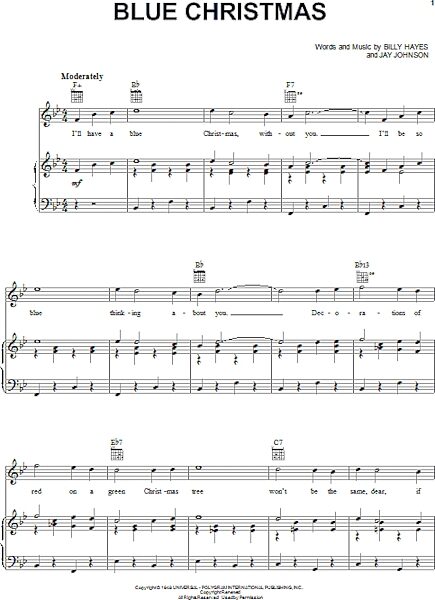 Blue Christmas - Piano/Vocal/Guitar, New, Main