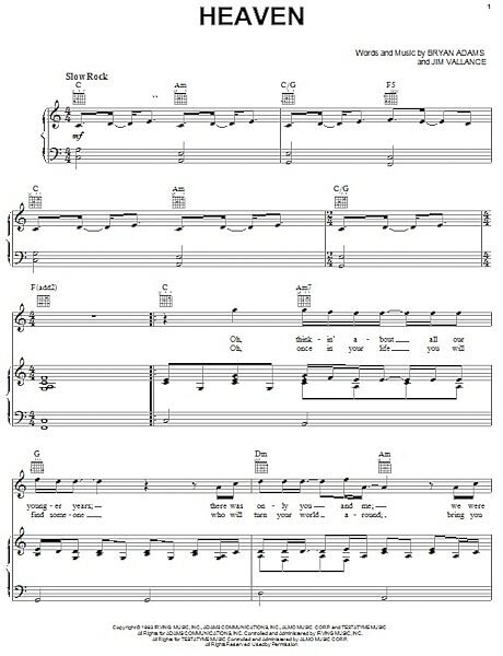 Heaven - Piano/Vocal/Guitar, New, Main