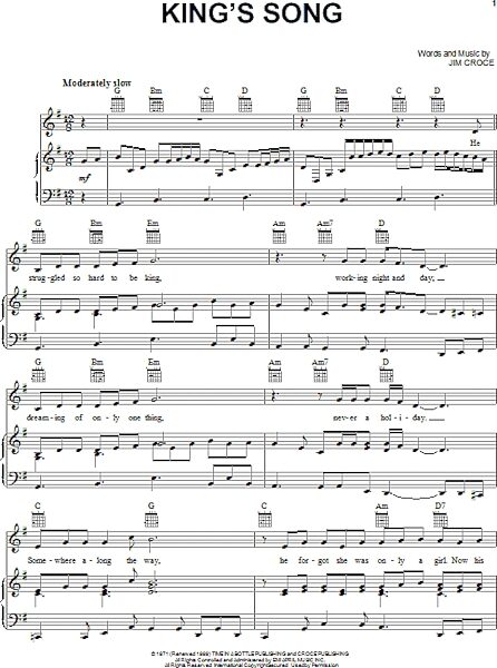 King's Song - Piano/Vocal/Guitar, New, Main