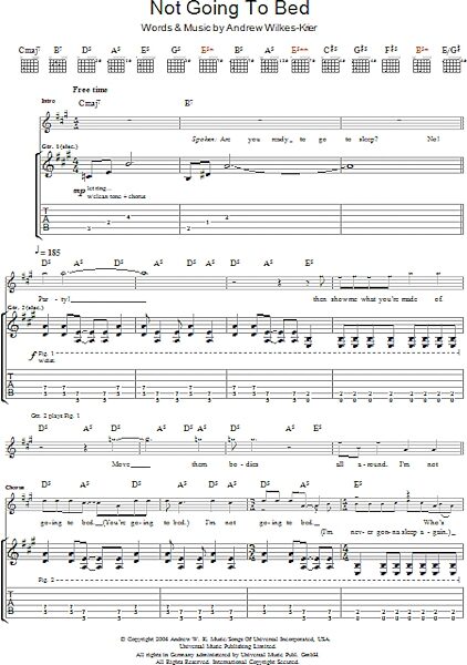 Not Going To Bed - Guitar TAB, New, Main