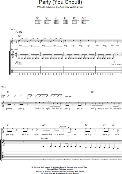 We Party (You Shout) - Guitar TAB, New, Main