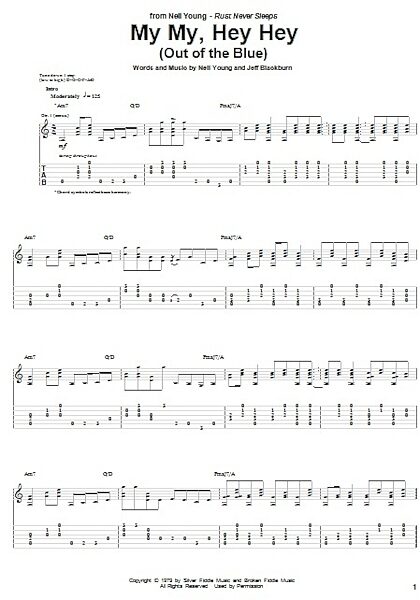My My, Hey Hey (Out Of The Blue) - Guitar TAB, New, Main